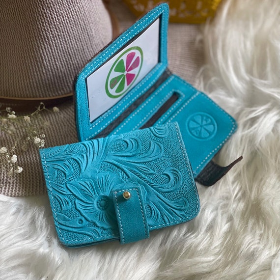 Handmade Small Leather Wallet for Women • Embossed Pocket Wallet • Personalized Gift