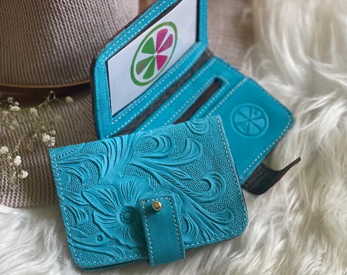 Small leather women's wallet • cute pocket  wallet • small leather wallets • embossed small wallet