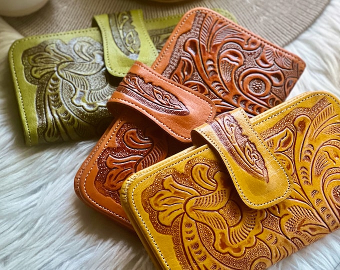 Embossed Leather Wallets for Women: Artisan Sustainable Western Purse