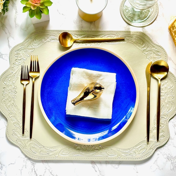 2 pcs handmade leather placemats set  and coaster • gift for home • Home Decor