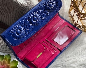 Sunflowers leather women's wallets • personalized gift for her • wallets for women
