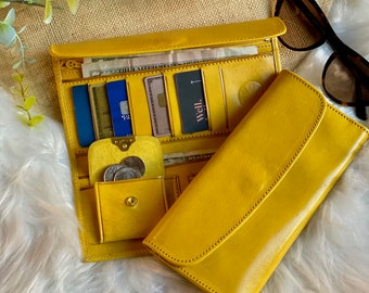 Personalized Leather Wallet for Women • Trifold Slim Handmade Artisan Wallet