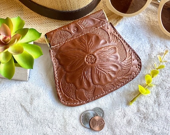 Leather Squeeze Pouch • Leather AirPods Case• Leather coin purse-• gifts for her