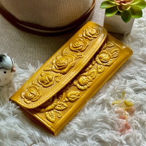 Handcrafted Embossed Roses Wallets for Women • Cottagecore Wallets  • Personalized gifts for her