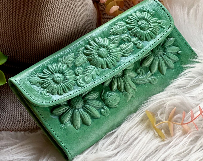 Sunflowers leather wallets for women • personalized gifts for her • woman wallet leather