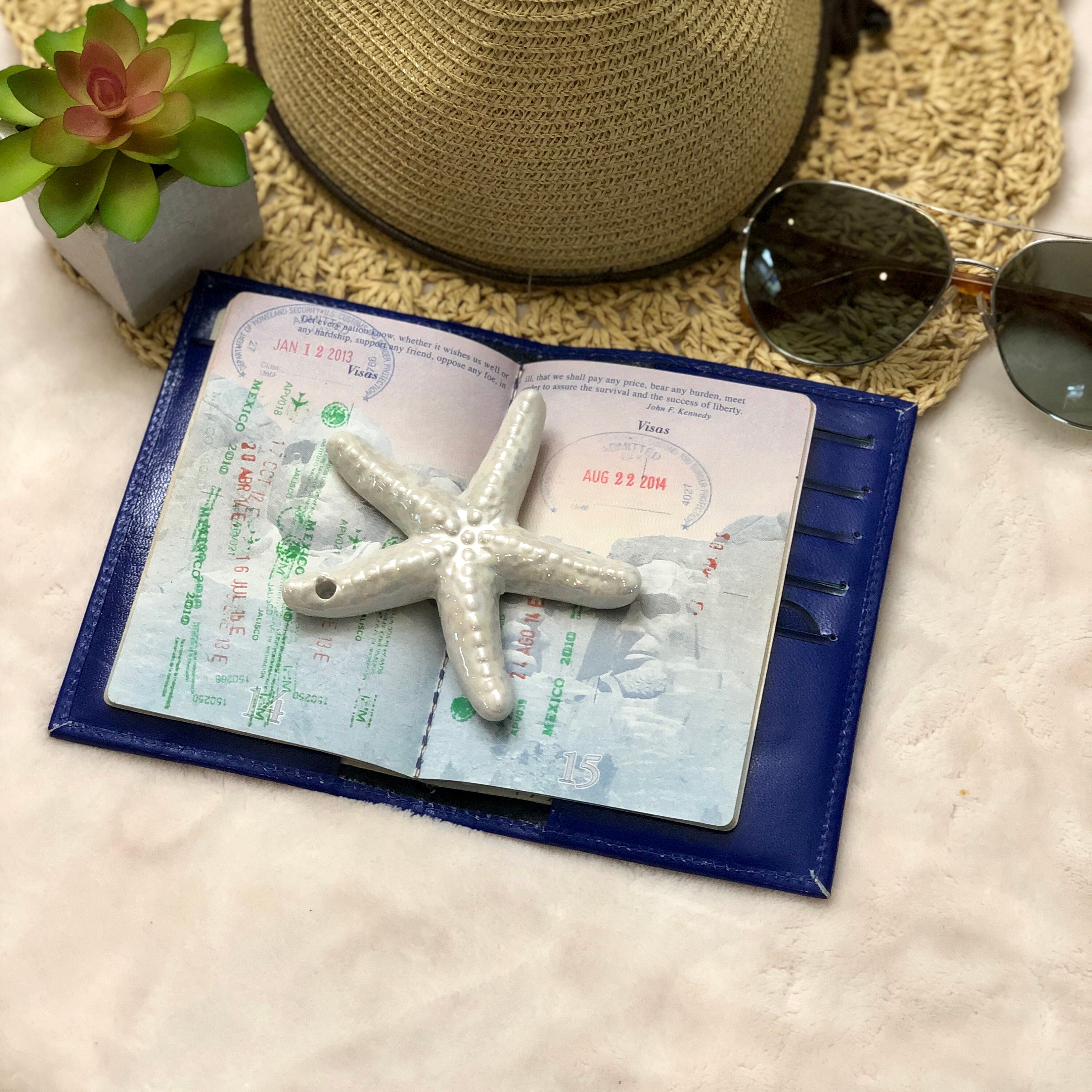 Cobalt Bue Leather Passport Cover*Tooled leather*Passport Wallet*Travel