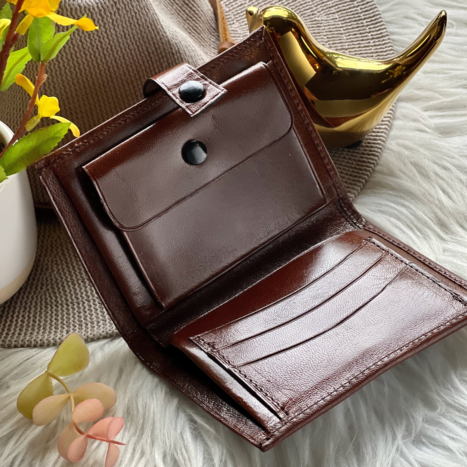 Small Leather Bifold Wallet Leather Women's Wallets Etsy