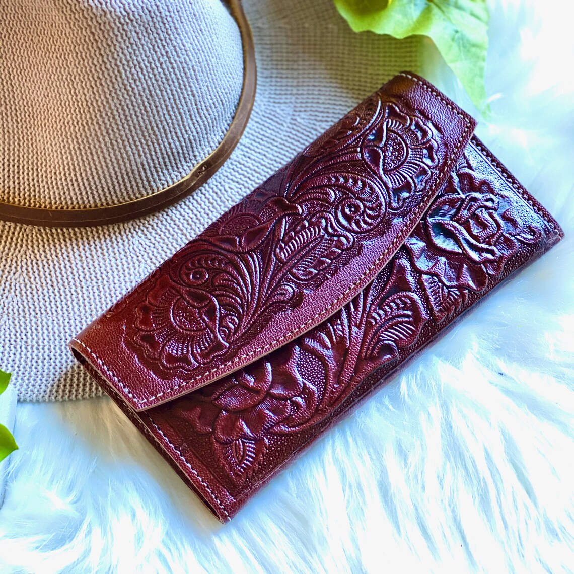 Leather wallets for women Tooled leather wallet western Etsy