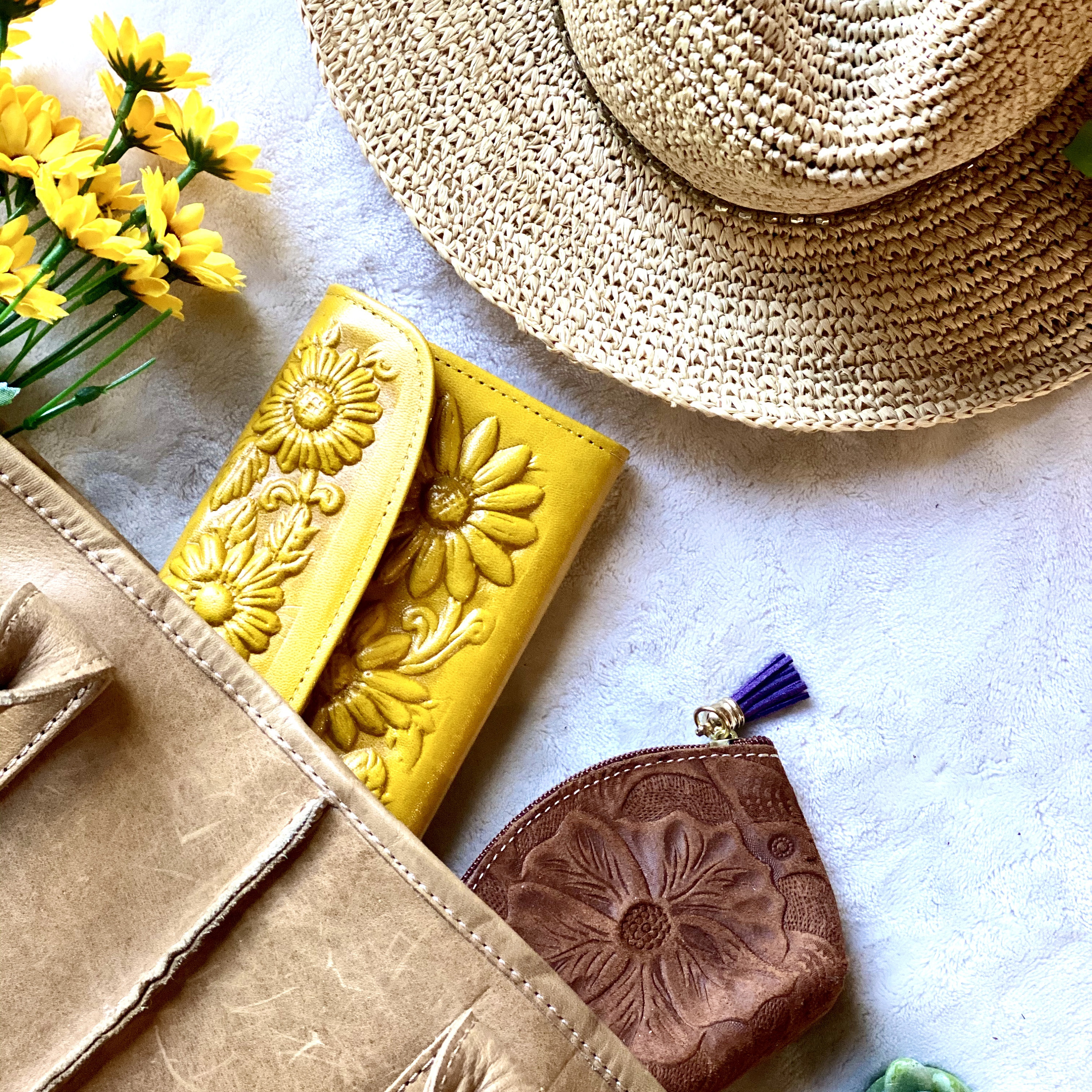 Cute Leather Wallets for Women Bohemian Sunflowers Wallet Wallet women s leather Sunflower gift leather wallets for women