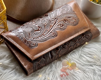 Boho leather crossbody wallet purse • Crossbody wallet • clutch wallet  • anniversary gifts for her