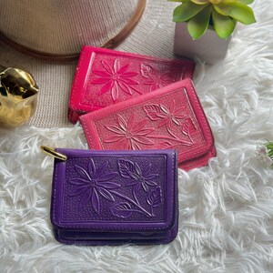 Small leather wallets for women • Daisies women's wallets  • gift for her