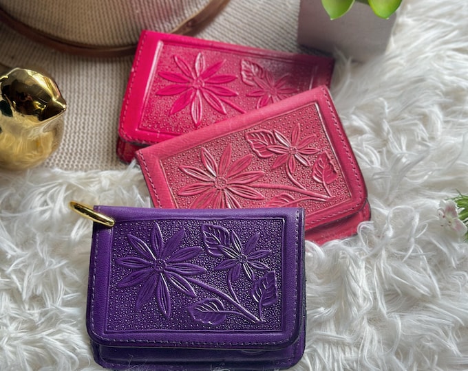 Small leather wallets for women • Daisies women's wallets  • gift for her