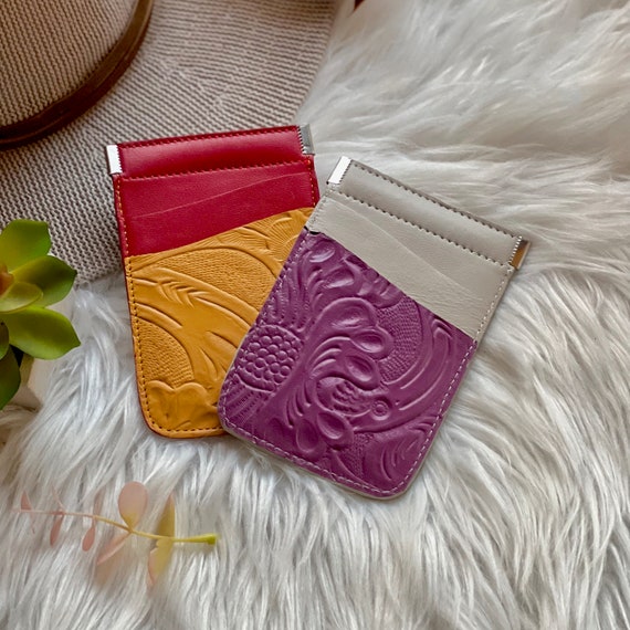 Bicolor Leather Credit Card Wallet • Handmade Minimalist Card Holder