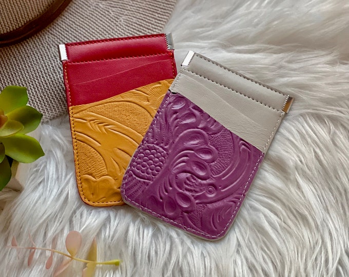 Bicolor Leather Credit Card Wallet • Handmade Minimalist Card Holder