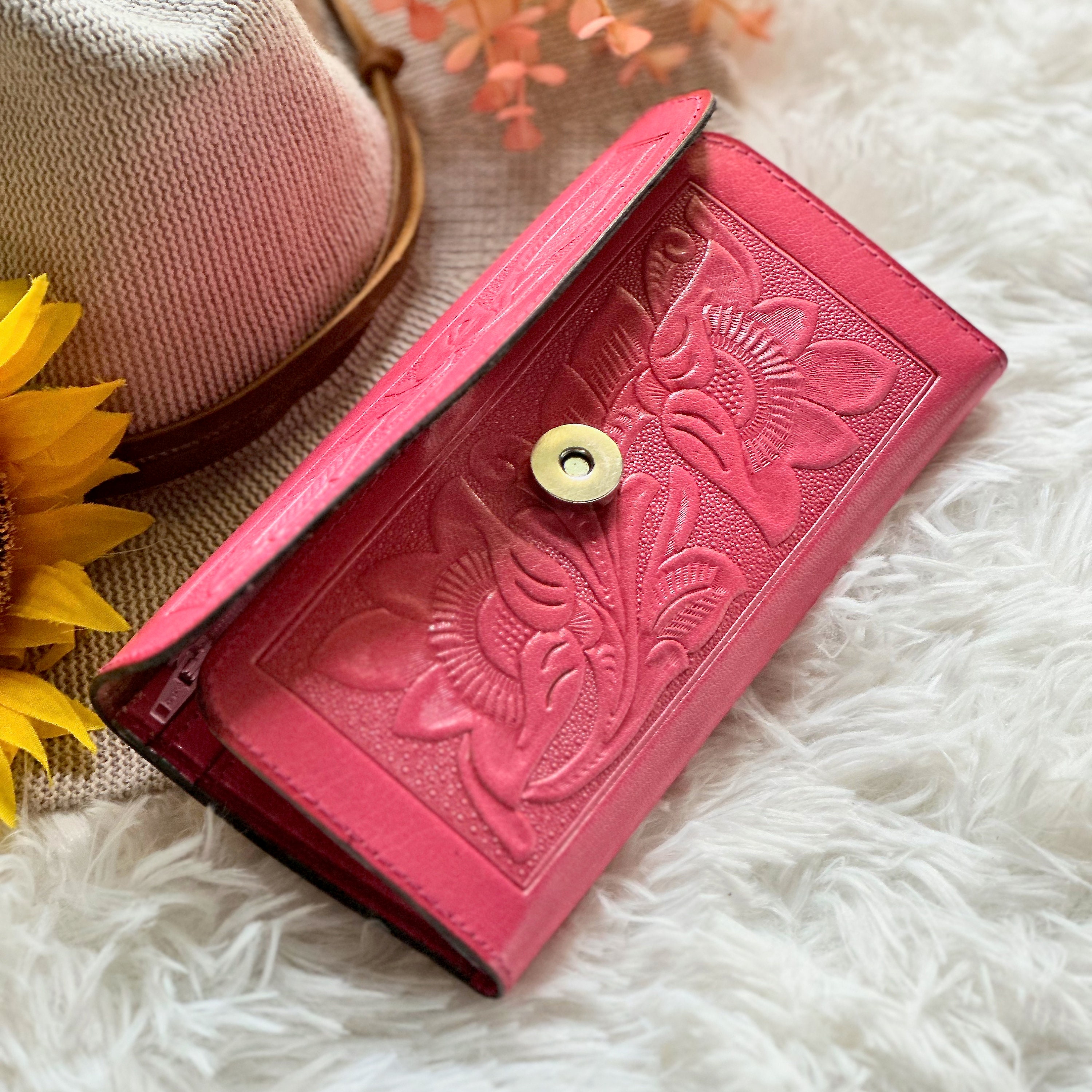 Embossed leather cute wallets for women • personalized wallets