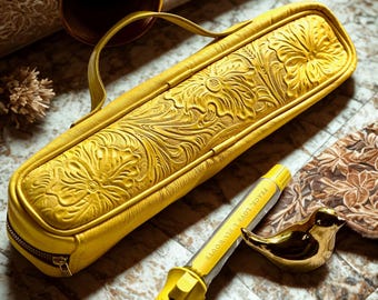 Heat Resistant Curling Iron Holder • Handmade Floral Leather Travel Case • Gift for Her