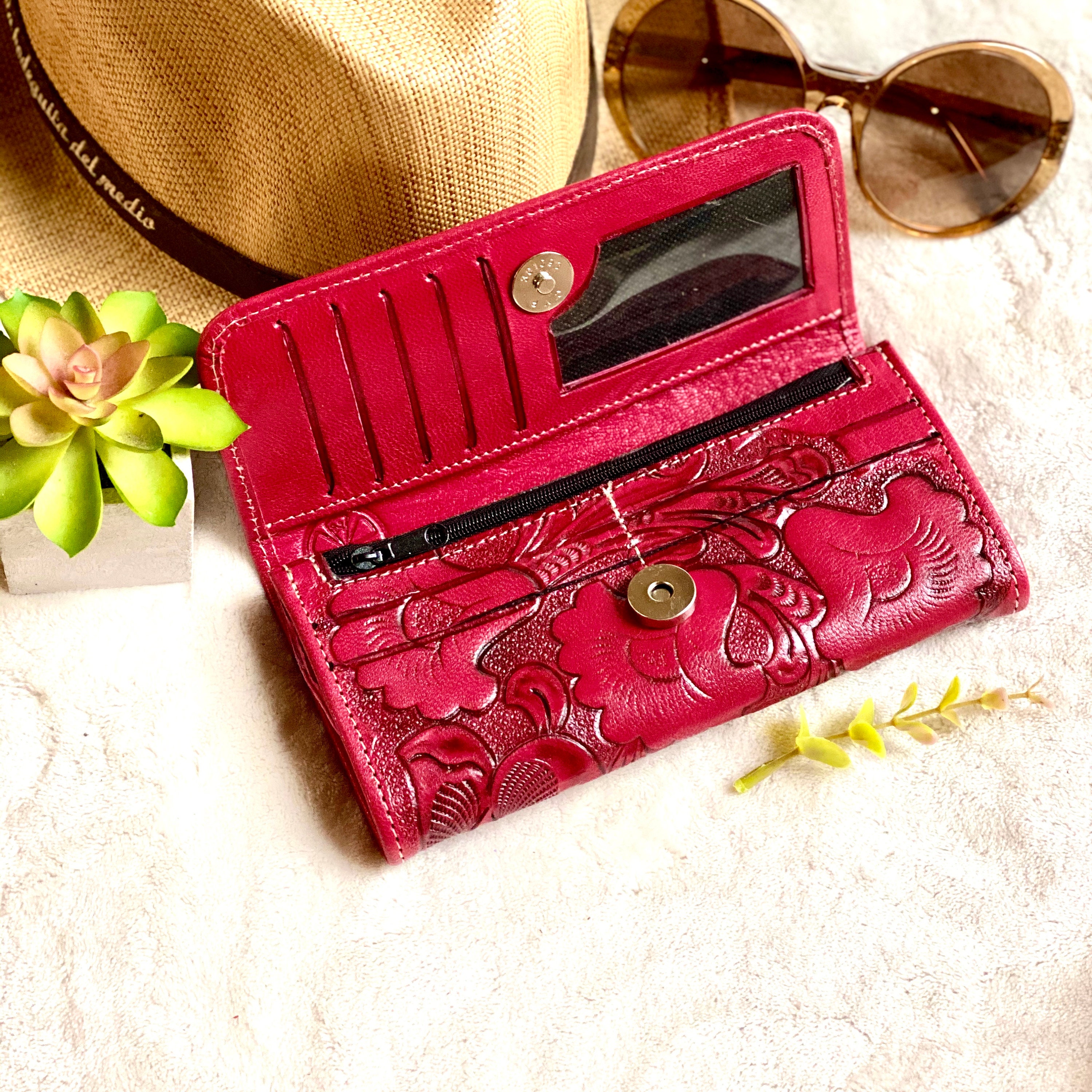 Handmade Carved women's wallets wallet women leather