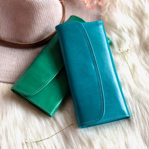 Personalized Leather Wallet for Women • Trifold Slim Handmade Artisan Wallet