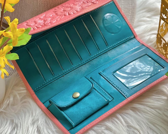 Sunflowers woman wallets • women purse • tooled woman wallet • gift for her