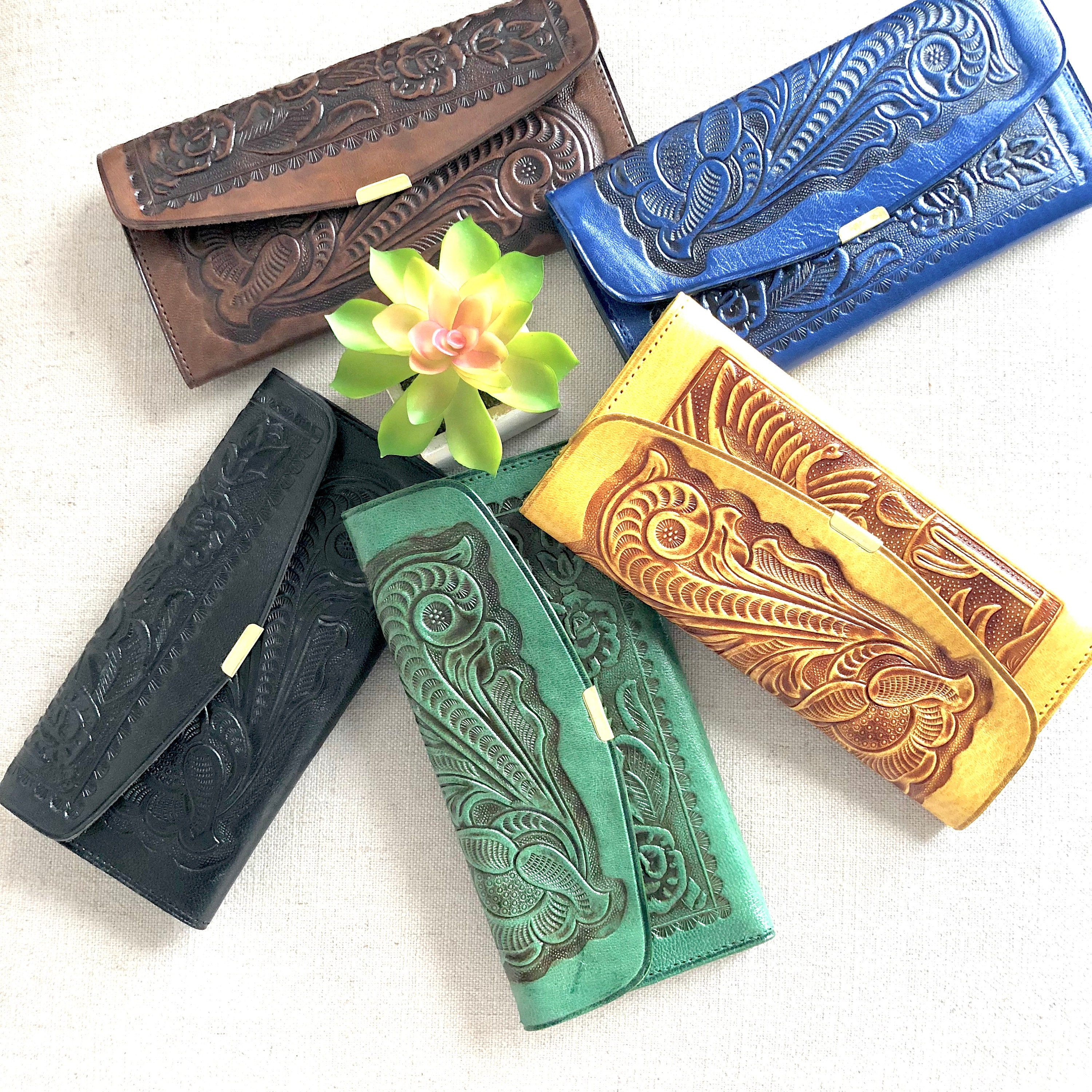 Brown Leather Wallet*Women's Leather Wallet*Tooled Leather Wallet