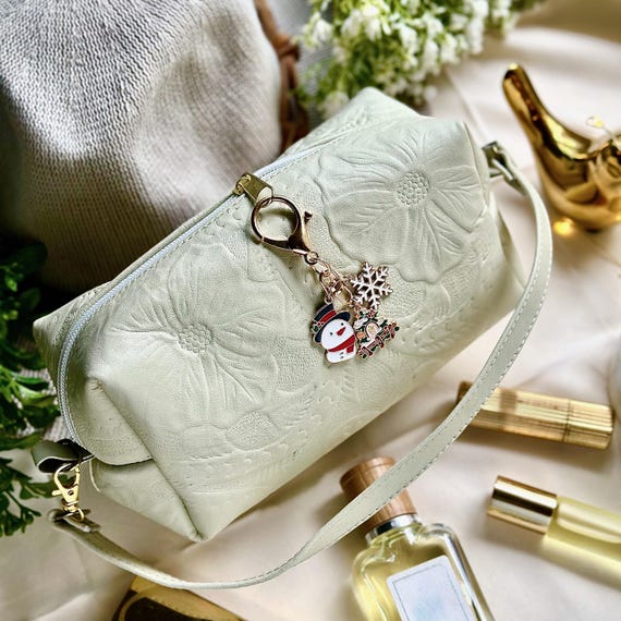 Handmade Leather Makeup Bag Set: Christmas Charm, Personalized Cosmetic Bag