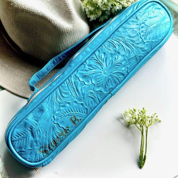 Heat Resistant Leather Travel Case: Floral Embossed Hair Tool Organizer