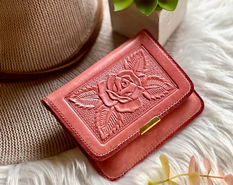 Small leather wallet • cute women's wallets • Small floral wallet • personalized gift for her•  leather wallet