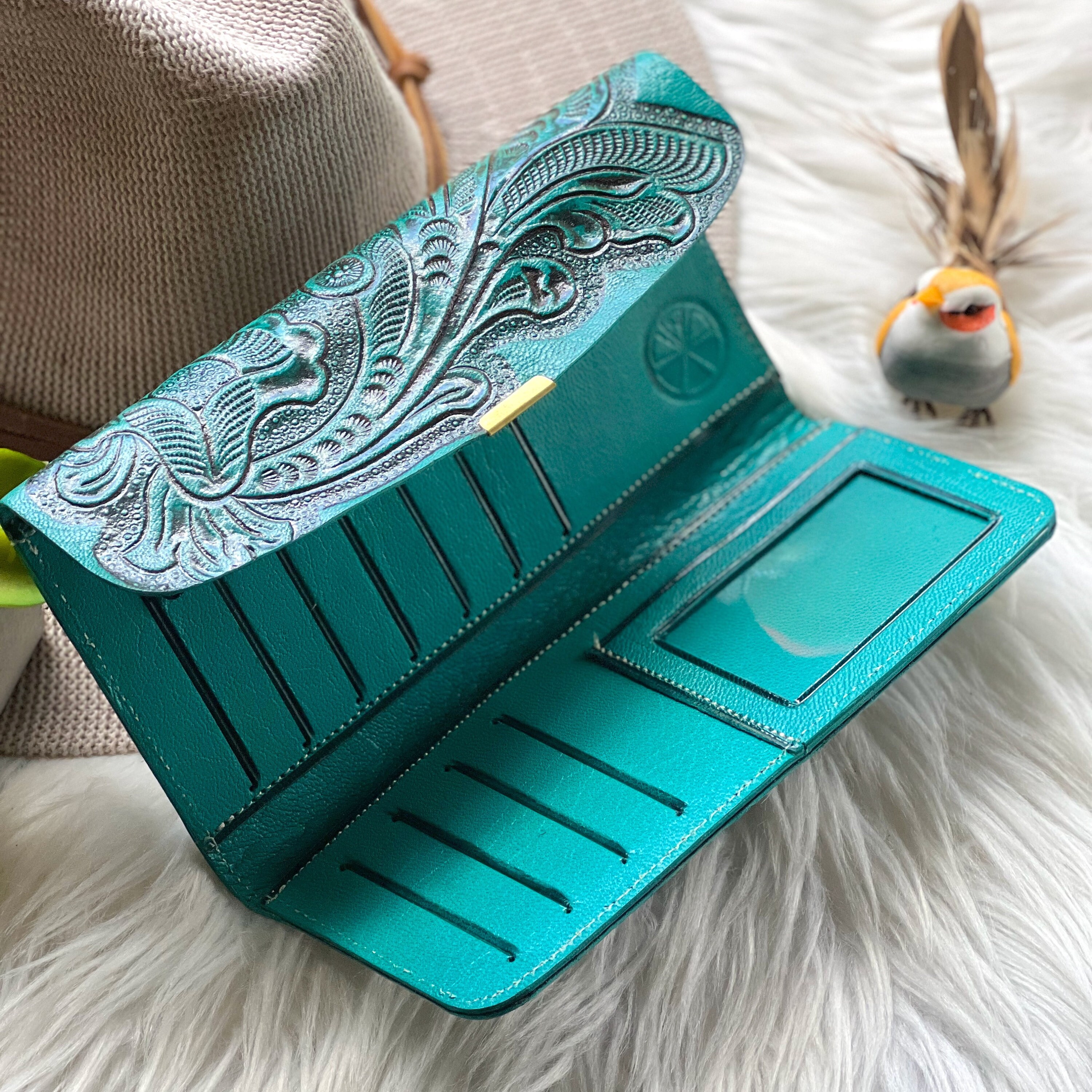 Slim leather wallets for women • floral boho women's wallets • Mother's