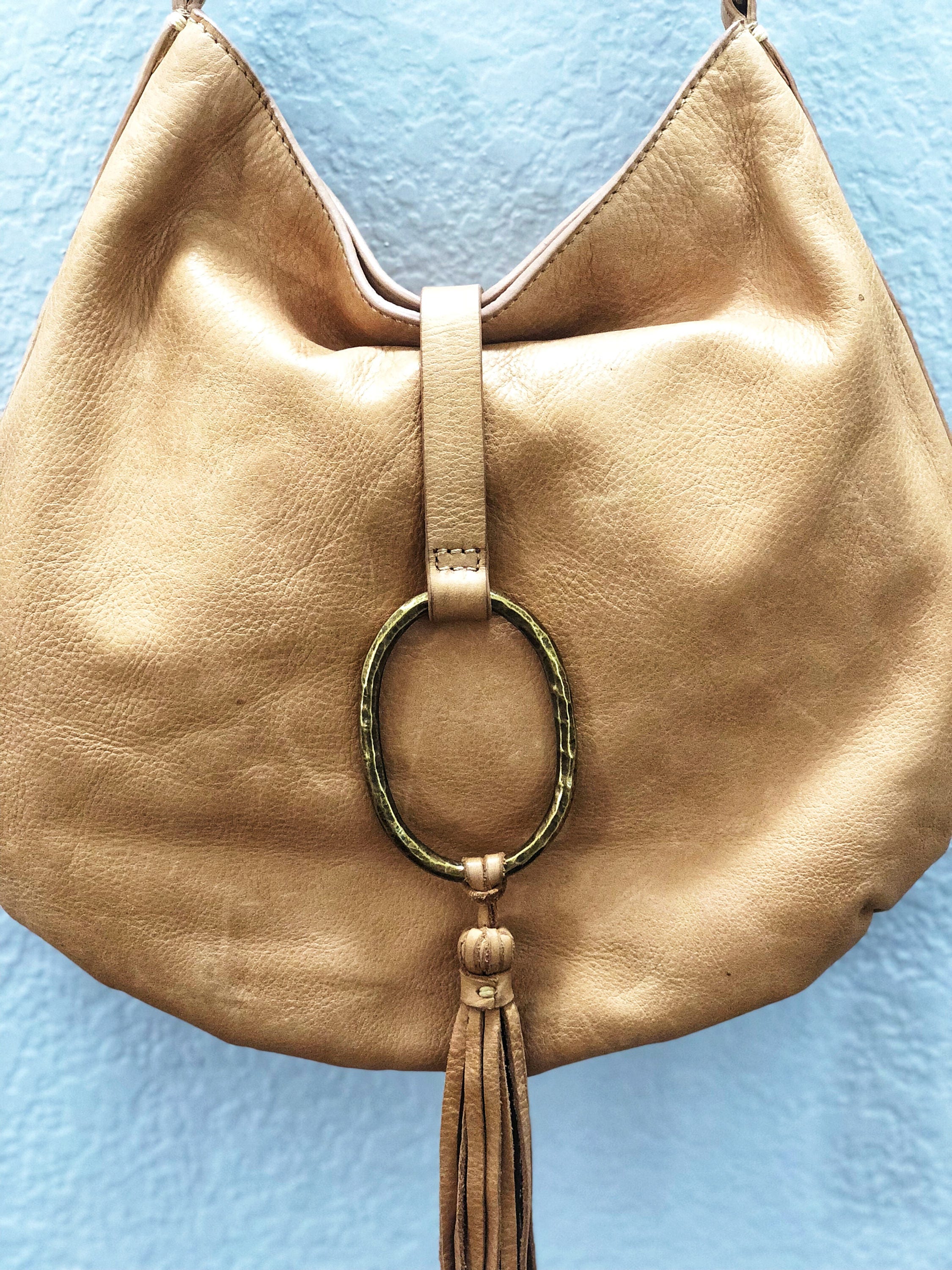 brown hobo leather handbag