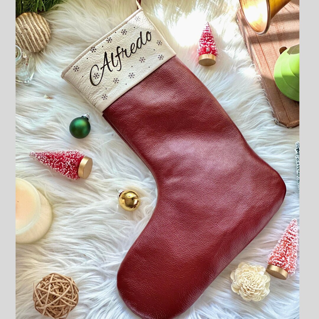 Personalized Leather Christmas Stockings Lined Christmas Stockings