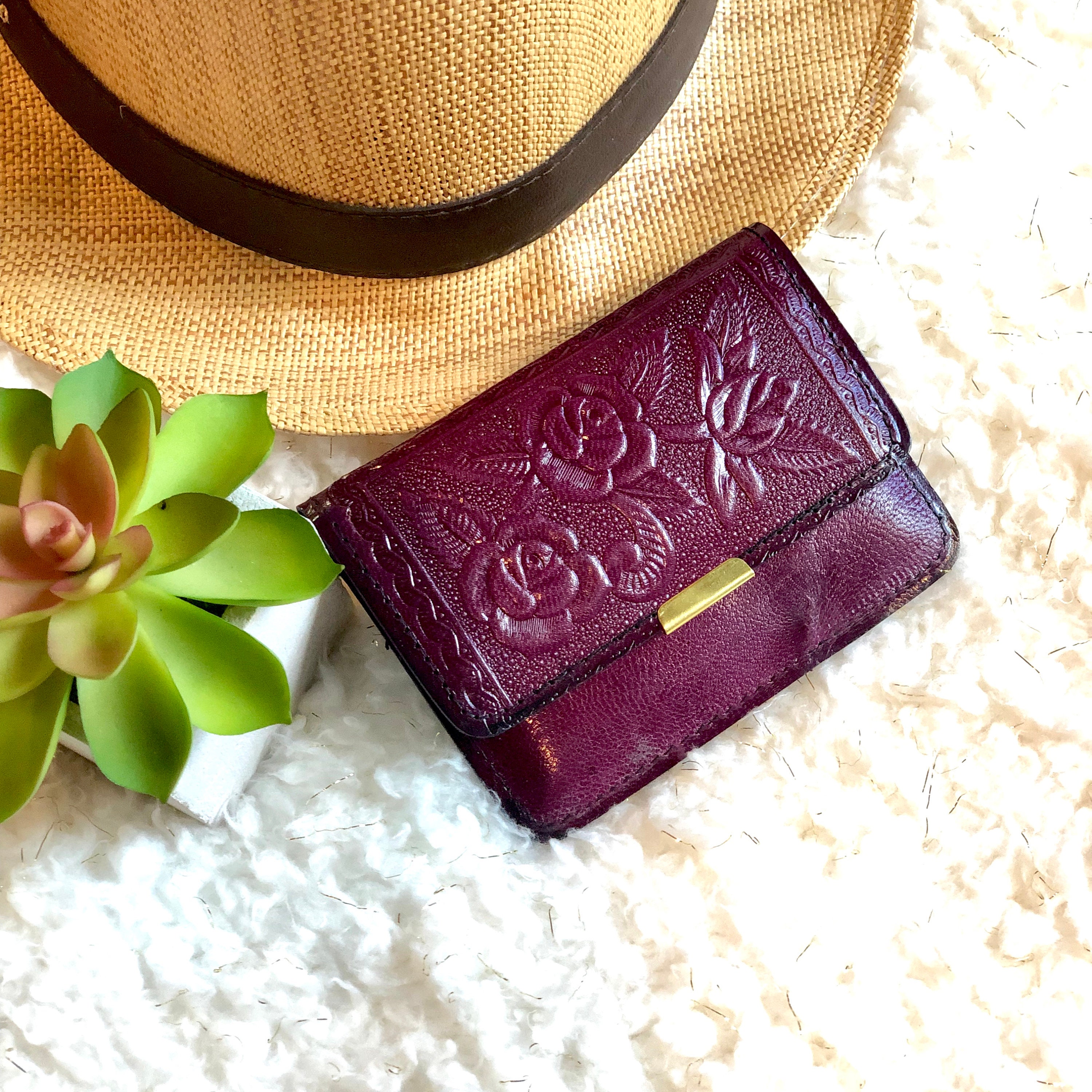 Leather Woman Wallet*Bohemian Pouch*Burgundy*Women's Wallets*Gift for