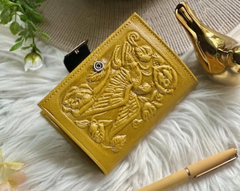 Personalized Small Wallet • 1st Anniversary & Mother's Day Gift • Floral Embossed Vintage Style