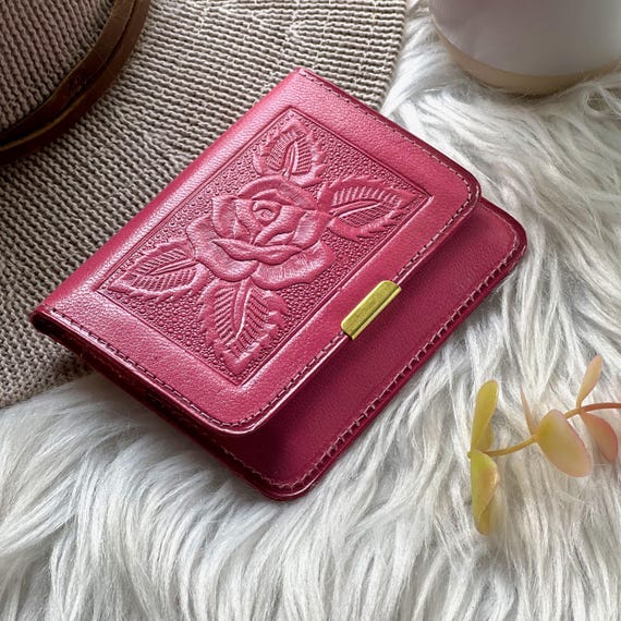 Mini Rose Wallet for Women • Handmade Leather Card Holder • Sustainable Gift