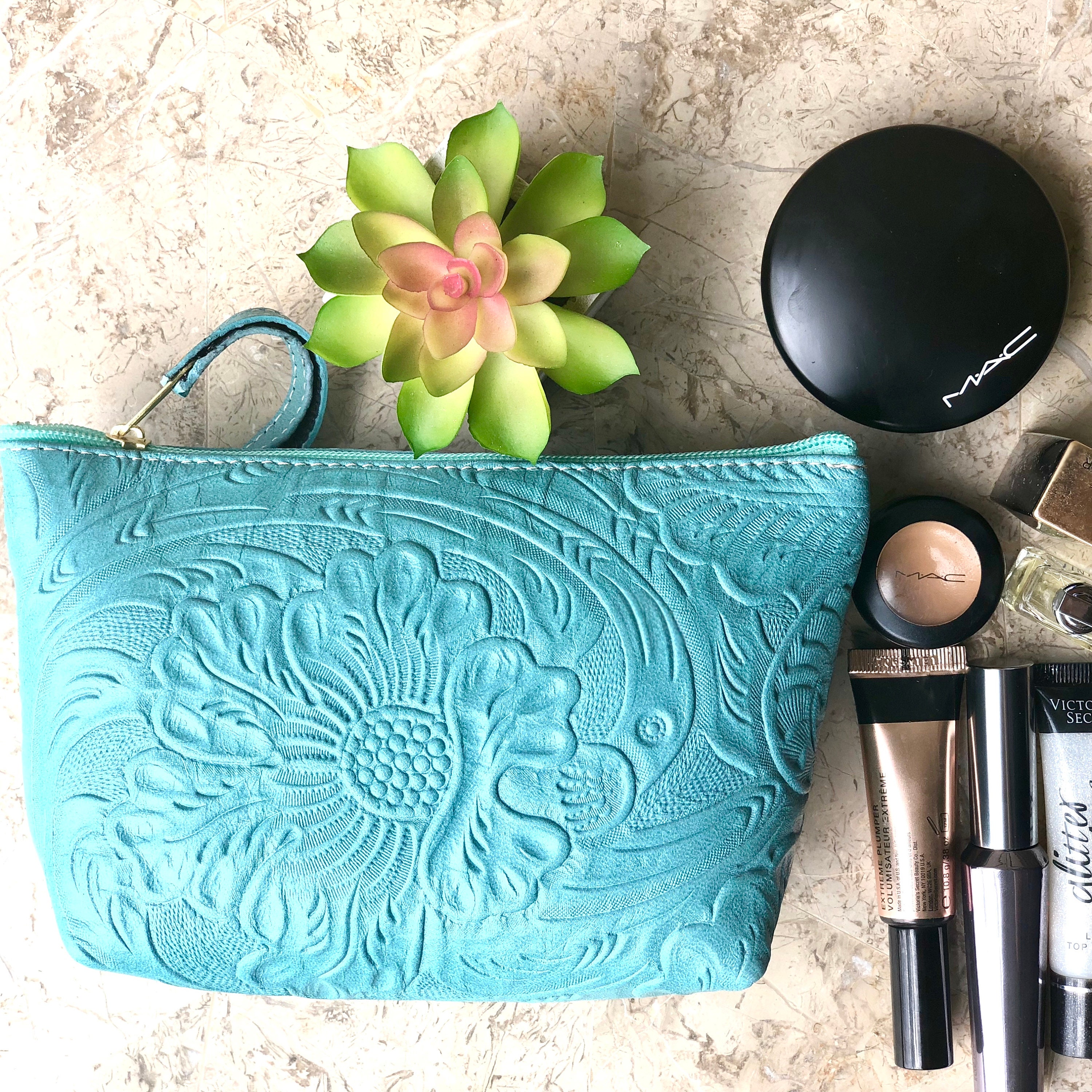 Cosmetic Bag, Make up Bag, Leather Bag, Handmade Leather Makeup Bag