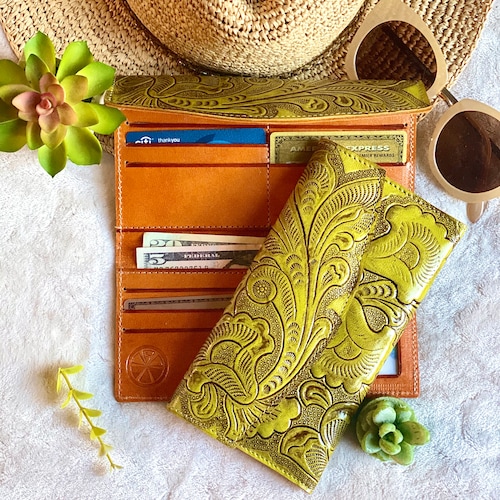 Tooled Leather Woman Wallet Wallets for Women Credit Cards Etsy