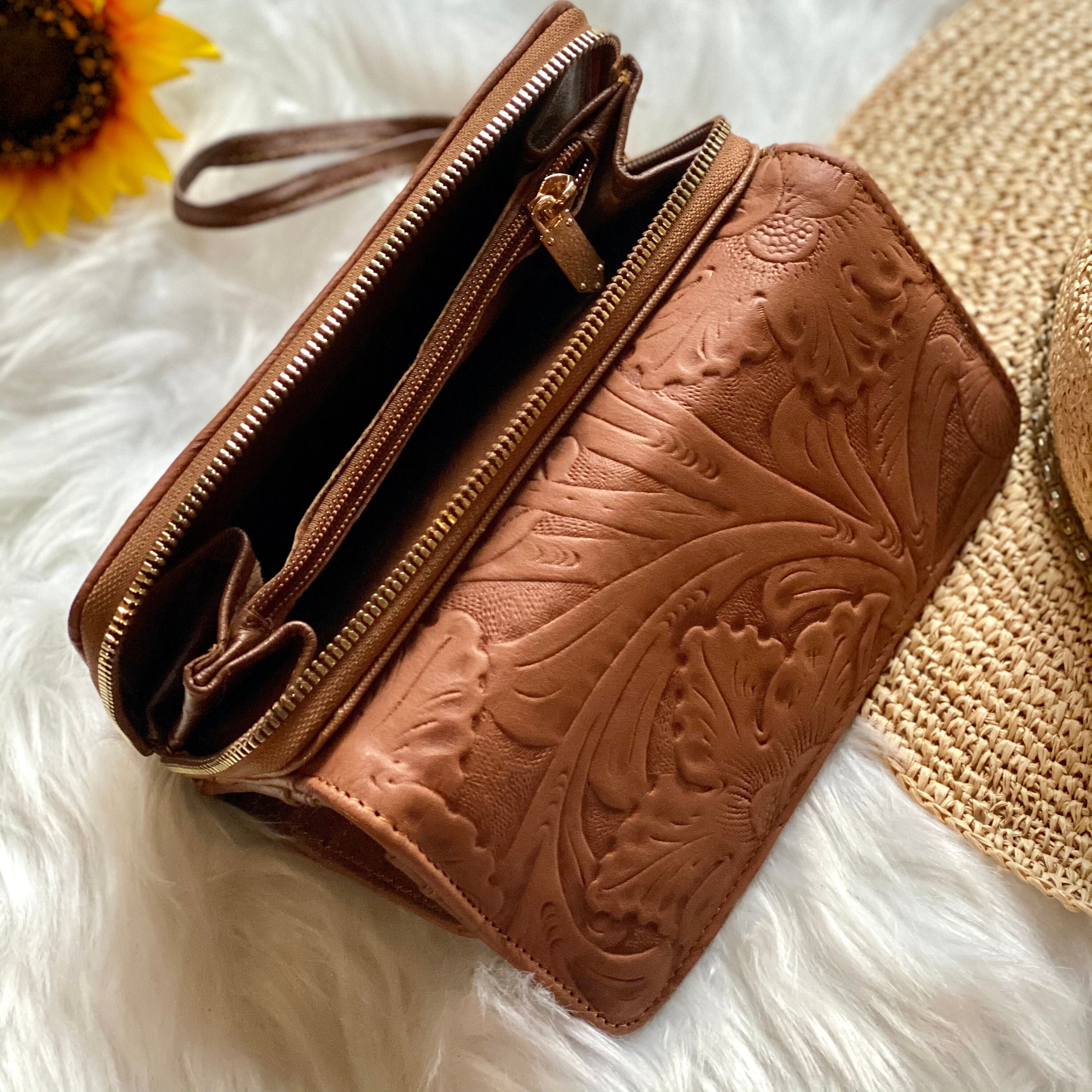 Handcrafted authentic leather big wallets for woman wristlet wallets