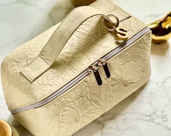Customizable Handcrafted Leather Makeup Bag Organizer | Personalized Gifts for Her | Cottagecore Aesthetic