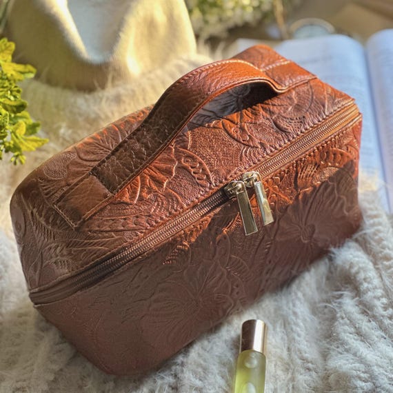 Personalized Makeup Case • Handcrafted Travel Organizer • Sustainable Gift