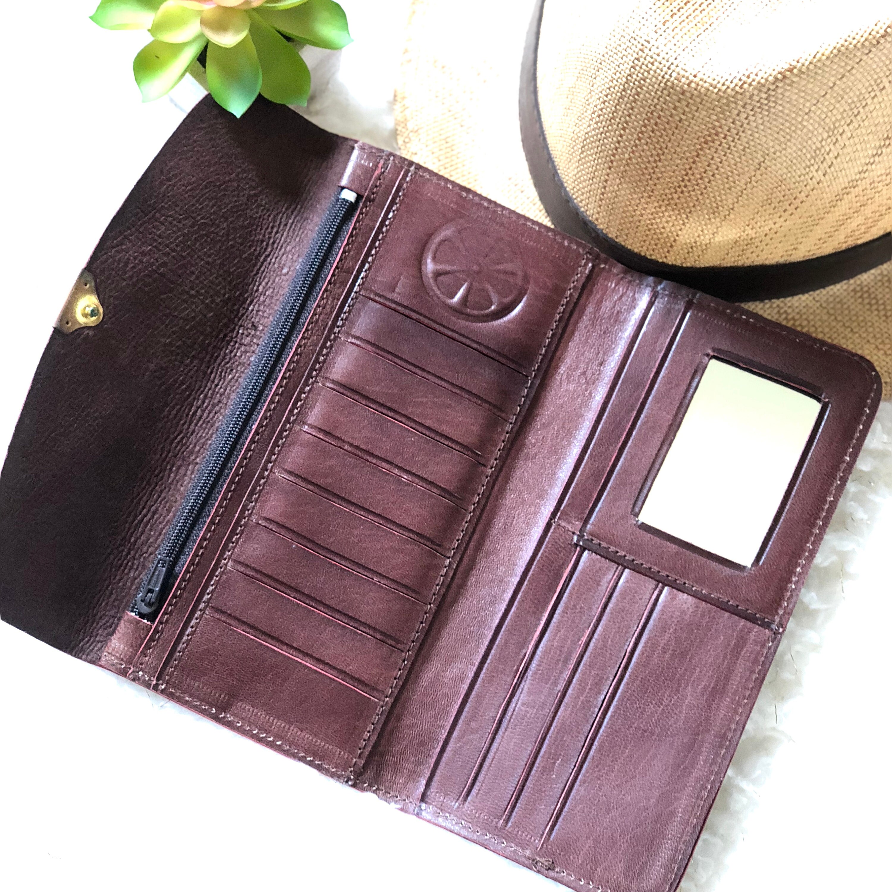 Classic leather woman wallet Leather woman wallet Brown leather wallet