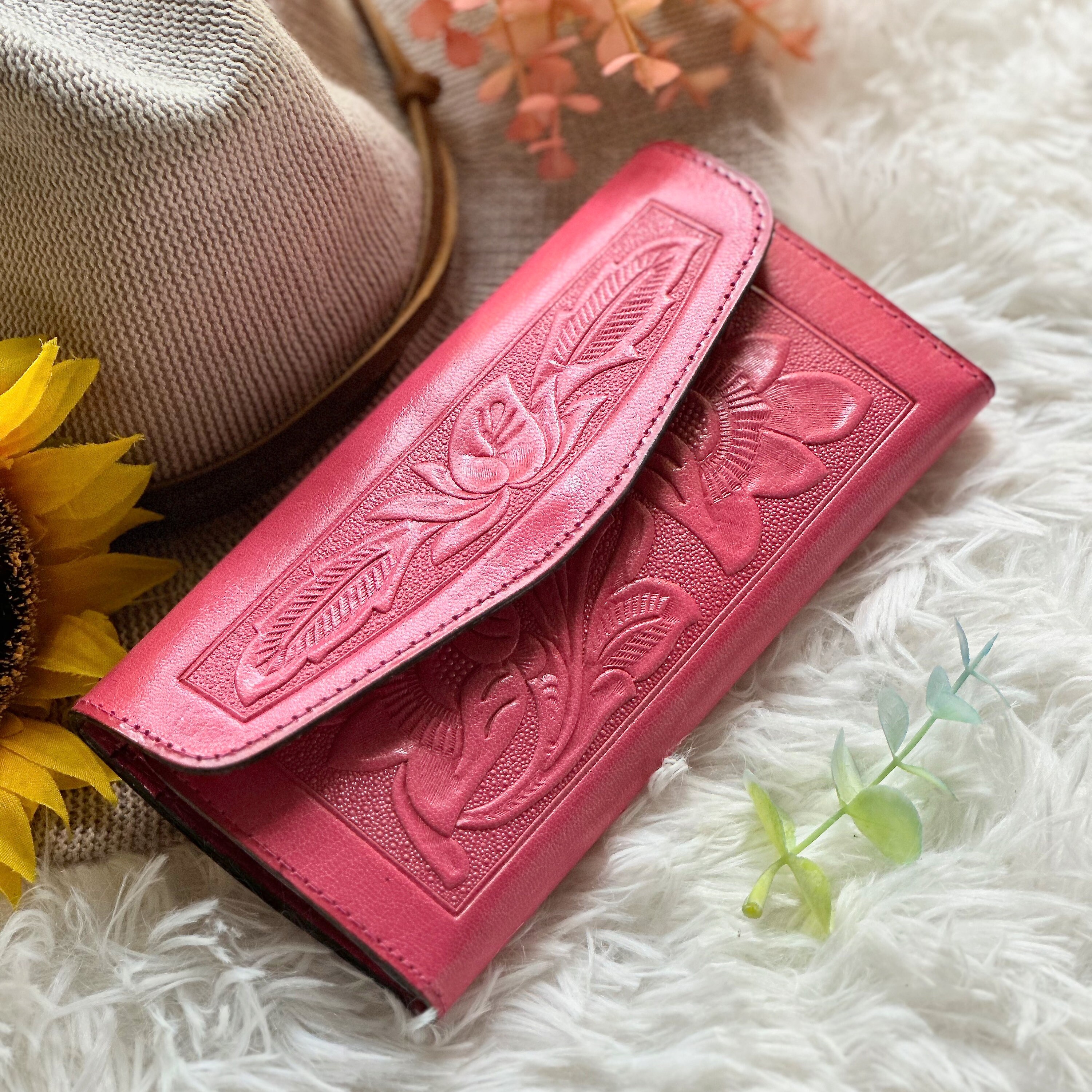Embossed leather cute wallets for women • personalized wallets