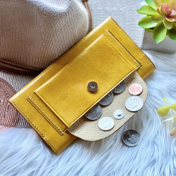 Engraved Slim Leather Wallet: Handmade Sustainable Women's Wallet