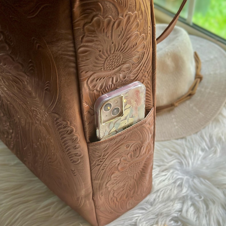 Leather Pickleball Tote Bag: Personalized Boho Gym & Court Bag image 5