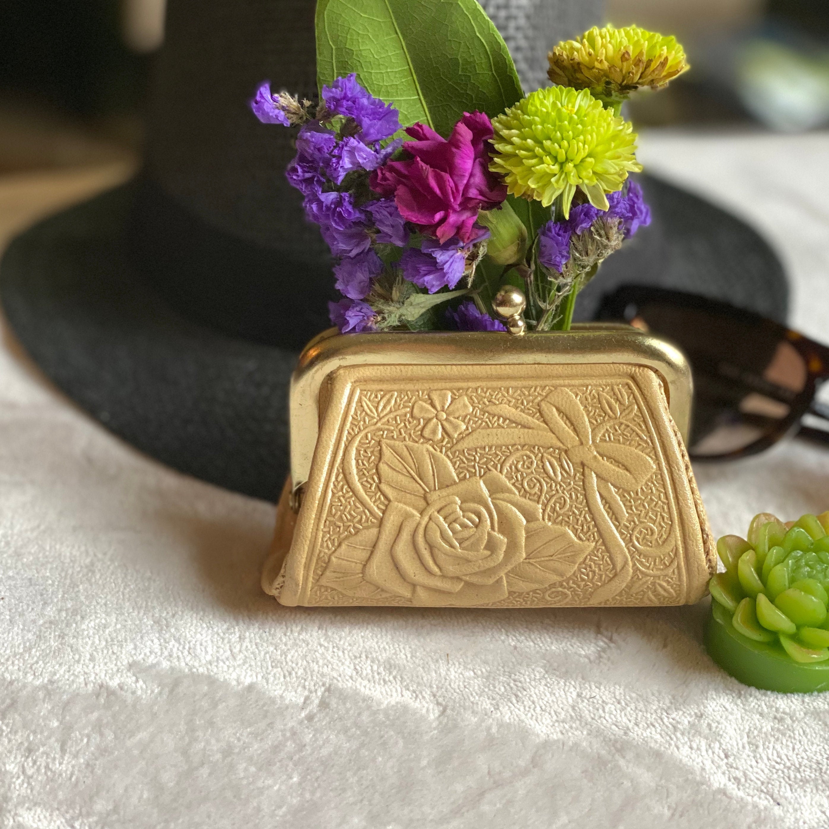 Vintage style clasp purse clasp coin purse leather coin purse