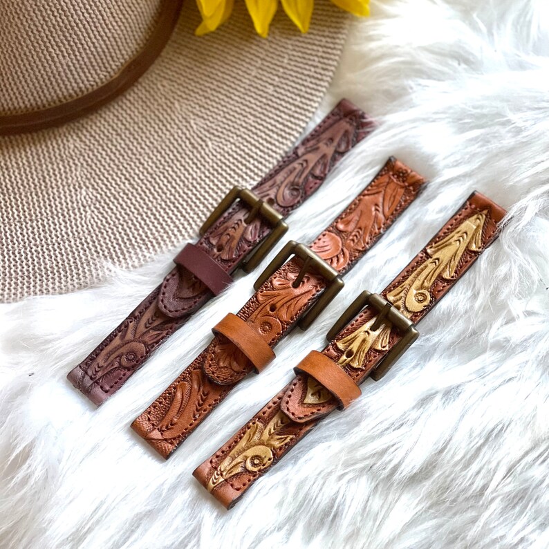Handmade Tooled Watch BandLeather watch band. western leather Etsy
