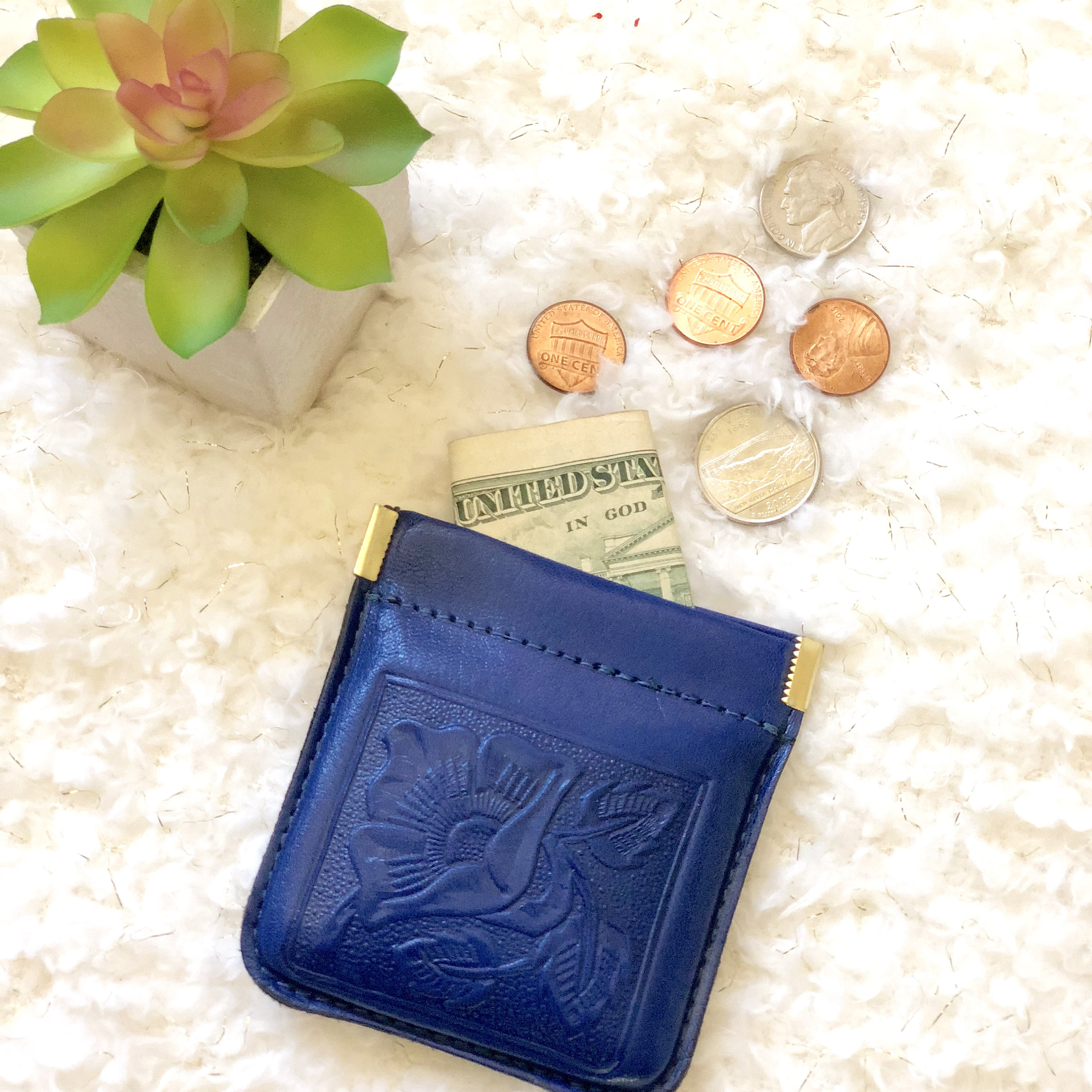 Leather Headphone Case, Tooled Leather coin purse, Tooled Leather