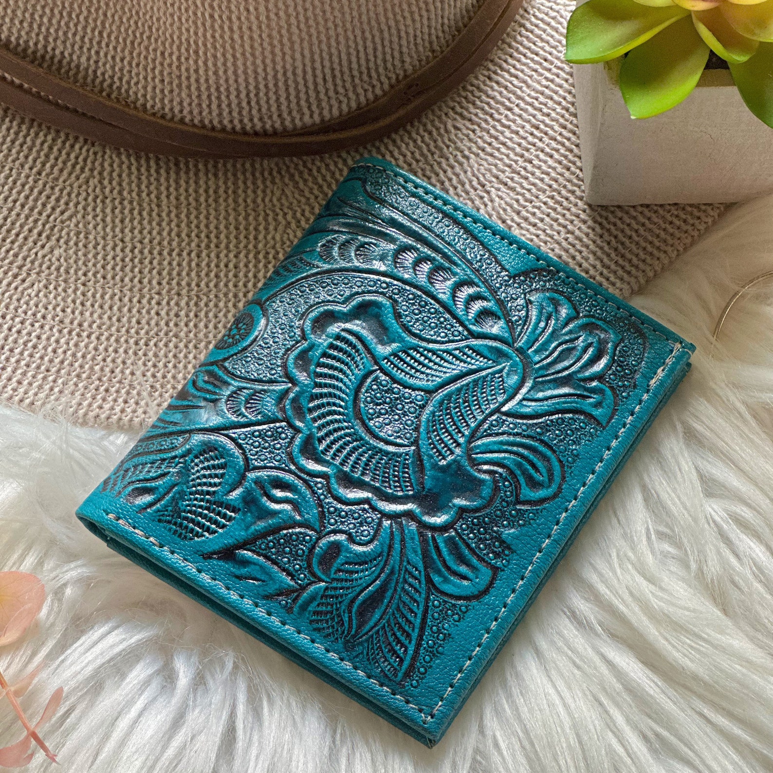 Handmade Carved Leather Wallets for Women Leather Pocket Etsy