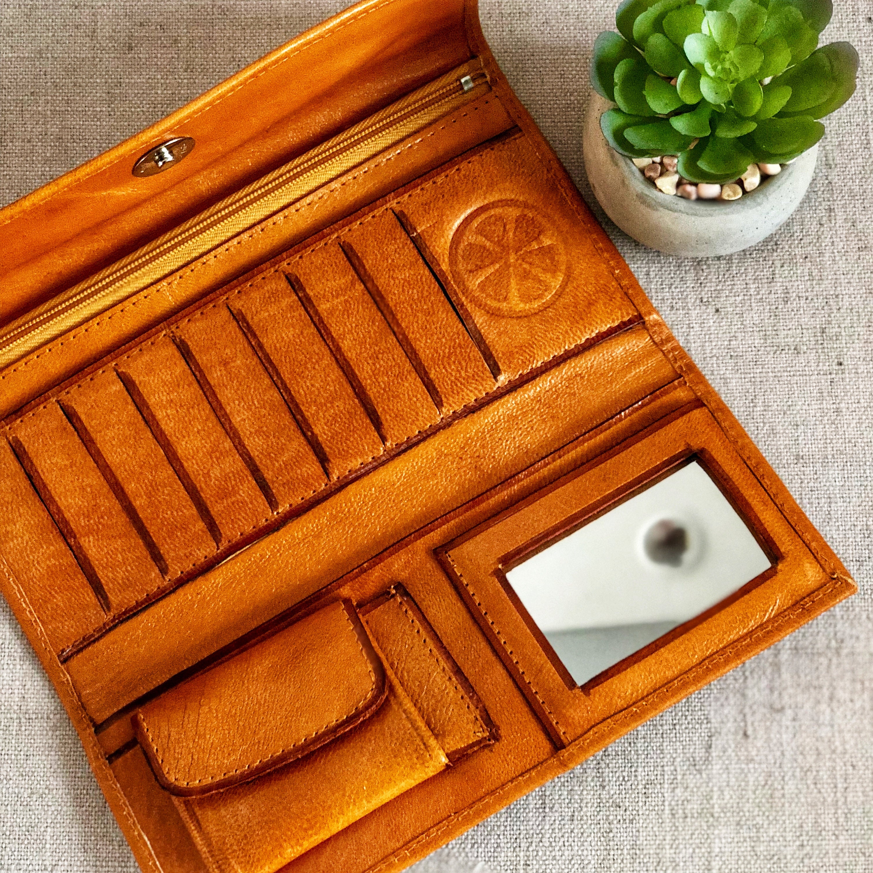 Carved Roses Real Leather Wallet Mothers day Gift Saddle Leather Wallet