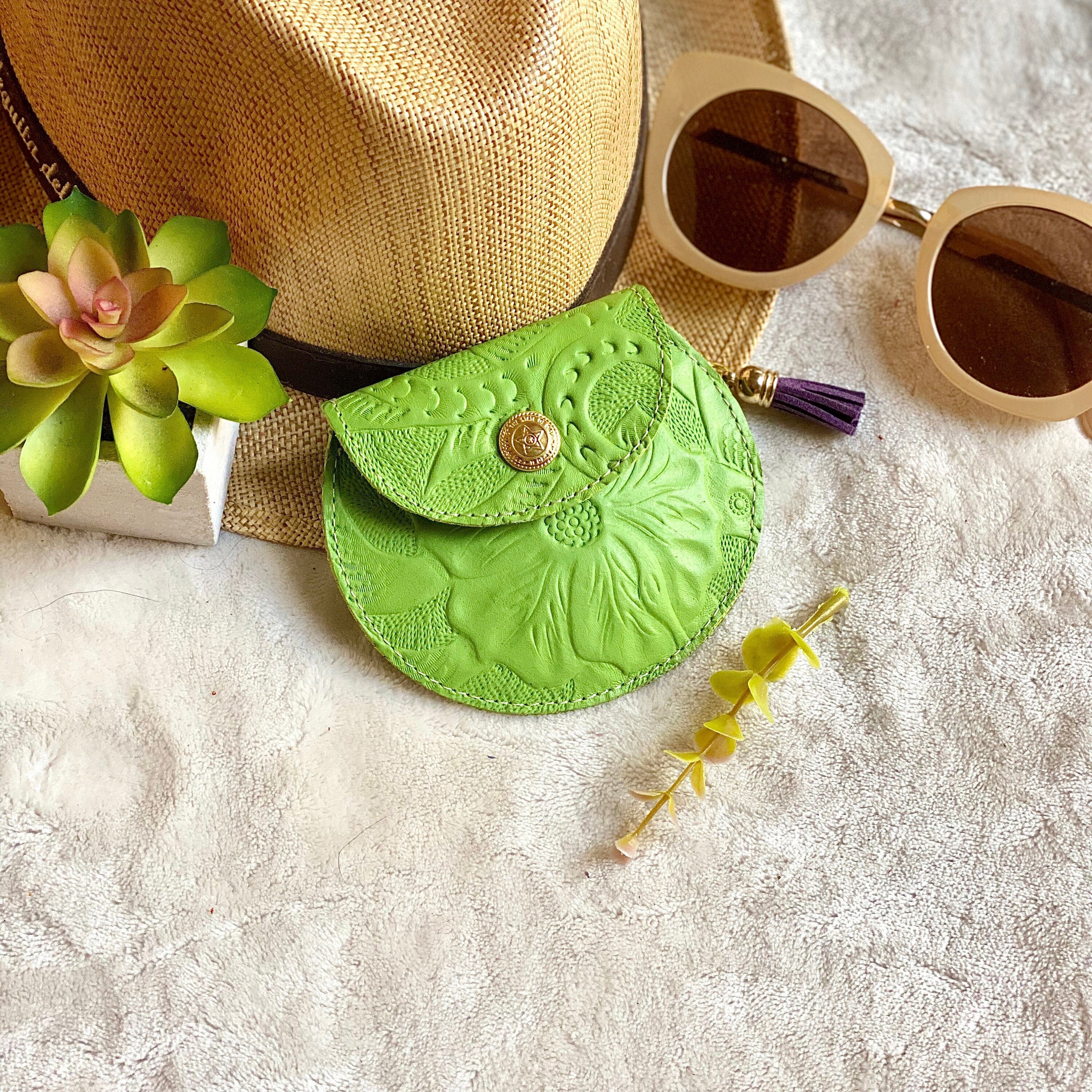 Carved leather Small Bag pouch for purse Small bag pouch Etsy