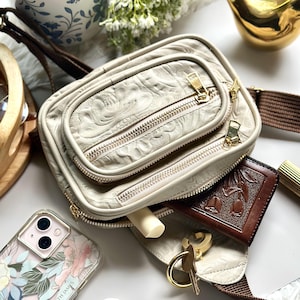 Leather Chest Bag Crossbody • Small Sling Waist Pack for Women, Dog Treat Bag, Dog Accessories