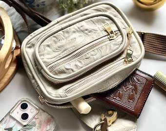 Leather Chest Bag Crossbody • Small Sling Waist Pack for Women, Dog Treat Bag, Dog Accessories